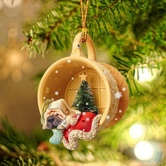 Shar Pei Sleeping in a tiny cup Christmas Holiday-Two Sided Ornament, Christmas Ornament, Car Ornament - Thegiftio UK