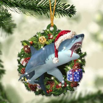 Shark and Christmas gift for her gift for him gift for Shark lover ornament, Christmas Ornament, Car Ornament - Thegiftio UK