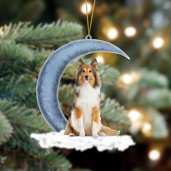 Shetland Sheepdog 2 Sits On The Moon Hanging Ornament Dog Ornament, Car Ornament, Christmas Ornament - Thegiftio UK