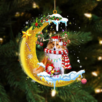 Shetland Sheepdog On The Moon Merry Christmas Hanging Ornament Dog Ornament, Car Ornament, Christmas Ornament - Thegiftio UK