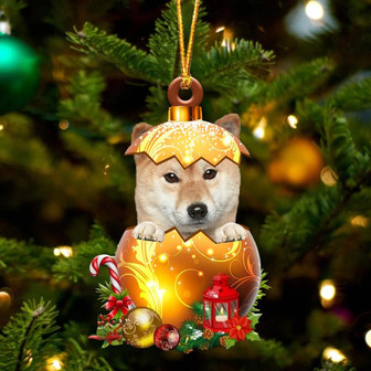 Shiba Inu2 In Golden Egg Christmas Ornament - Thegiftio