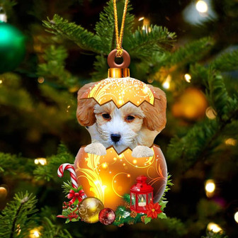 Shih Poo In Golden Egg Christmas Ornament - Thegiftio