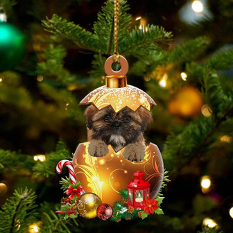 Shih-Tzu In Golden Egg Christmas Ornament - Thegiftio UK