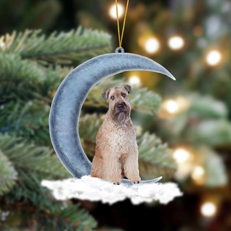 Soft coated Wheaten Terrier Sits On The Moon Hanging Ornament Dog Ornament, Car Ornament, Christmas Ornament - Thegiftio UK