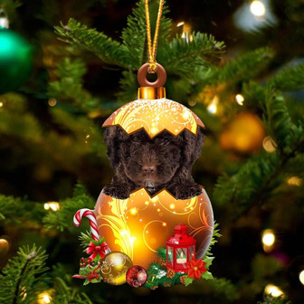 Spanish Water Dog In Golden Egg Christmas Ornament - Thegiftio