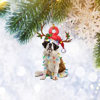 St. Bernard Christmas Light Reindeer Ornament, Dog Lover Gifts, Christmas Tree Ornament, Home Decor Plastic Ornament - Thegiftio UK