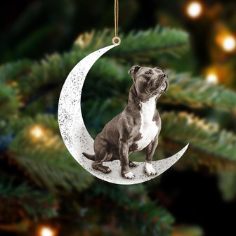Staffordshire Bull Terrier 1-Sit On The Moon-Two Sided Ornament - Thegiftio