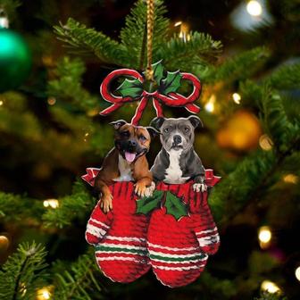 Staffordshire bull terrier Inside Your Gloves Christmas Holiday-Two Sided Ornament, Christmas Ornament - Thegiftio UK