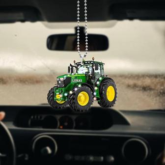 Tractor Farmer Gift Personalized Green Tractor Custom Shape Flat Ornament for Farmer- Two Sided Ornament - Thegiftio UK