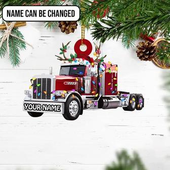 Trucker Truck Christmas Ornament, Trucker Ornament, Trucker Christmas Light, Personalized Truck Ornament - Thegiftio UK