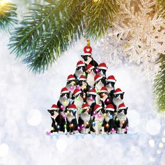 Tuxedo Cat Christmas Pine Tree Flat 2D Ornament, Cat Pet Lover Gift, Christmas Tree Ornament, Home Decor - Thegiftio UK