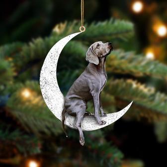 Weimaraner-Sit On The Moon-Two Sided Ornament - Thegiftio UK