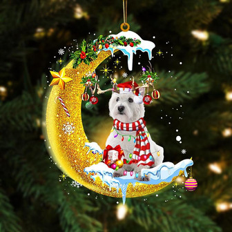 West Highland White Terrier On The Moon Merry Christmas Hanging Ornament, Car Ornament, Christmas Ornament - Thegiftio UK