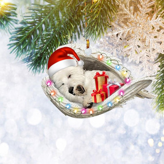 West Highland White Terrier Sleeping Angel Wing Christmas Ornament, Christmas Tree Ornament, Home Decor Plastic Ornament - Thegiftio UK