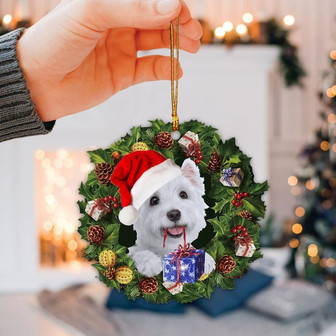 West Highland White Terrier Westie Dog Christmas Wreath Ornament, Christmas Tree Ornament, Home Decor Plastic Ornament - Thegiftio UK