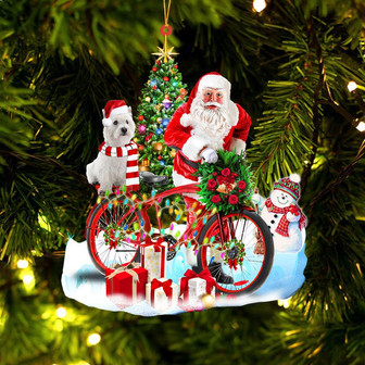 West Highland White Terrier/Westie On Santa's Bike Ornament Dog Ornament, Car Ornament, Christmas Ornament - Thegiftio UK
