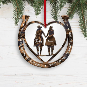 Western Horseshoe Couple Personalized Christmas Ornament, Couple Love Christmas Ornament - Thegiftio