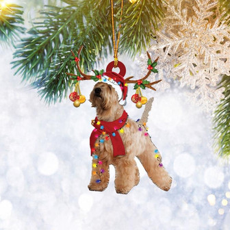 Wheaten Terrier Christmas Reindeer Flat Ornament, Dog Lover Gifts, Christmas Tree Ornament, Home Decor Plastic Ornament - Thegiftio