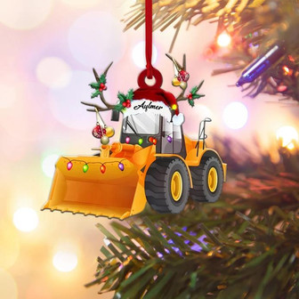 Wheel Loader Truck Personalized Flat Ornament, Custom Compact Wheel Loaders Christmas Ornament - Thegiftio UK