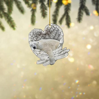 White Bear Sleeping Angel Wings Ornament, Bear Christmas Ornament, Love Bear Ornament Decor - Thegiftio