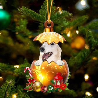 WHITE Borzoi In Golden Egg Christmas Ornament - Thegiftio