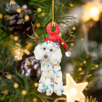 White Poodles Christmas Shape Ornament - Thegiftio UK