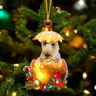 Wire Fox Terrier2 In Golden Egg Christmas Ornament - Thegiftio UK