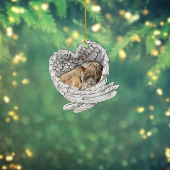Wolf Sleeping Angel Wings Ornament, Wolf Christmas Ornament, Love Wolf Ornament Decor - Thegiftio