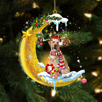 Yellow Labrador Retriever On The Moon Merry Christmas Hanging Ornament, Car Ornament, Christmas Ornament - Thegiftio UK