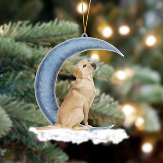 Yellow Labrador Retriever Sits On The Moon Hanging Ornament Dog Ornament, Car Ornament, Christmas Ornament - Thegiftio UK
