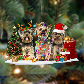 Yorkshire Terrier-Christmas Dog Friends Hanging Ornament, Happy Christmas Ornament, Car Ornament - Thegiftio UK