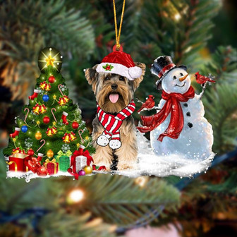 Yorkshire Terrier Christmas Snow Hanging Ornament Dog Ornament, Car Ornament, Christmas Ornament - Thegiftio UK