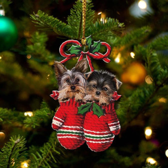 Yorkshire Terrier Inside Your Gloves Christmas Holiday-Two Sided Ornament, Christmas Ornament, Car Ornament - Thegiftio UK
