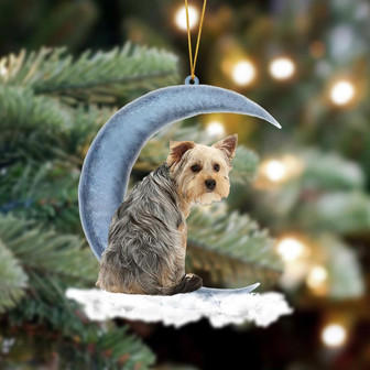 Yorkshire Terrier Sits On The Moon Hanging Ornament Dog Ornament, Car Ornament, Christmas Ornament - Thegiftio UK