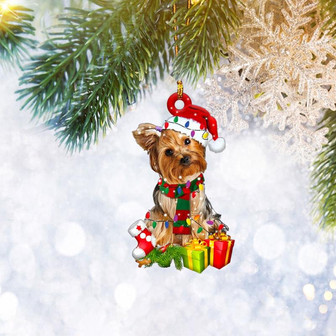 Yorkshire Terrier Yorkie Dog Reindeer Christmas Flat 2D Ornament, Christmas Tree Ornament, Home Decor Plastic Ornament - Thegiftio UK