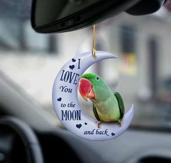 Alexandrine Parrot moon back gift for bird lover two sided ornament - Thegiftio UK