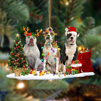 American Bulldog-Christmas Dog Friends Hanging Ornament - Thegiftio UK