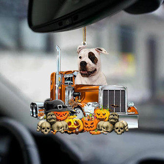American Bulldog-Pumpkin & Truck Car Hanging Ornament - Thegiftio UK