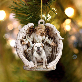 American Bulldog(8)-Angel Hug Winter Love Two Sided Ornament - Thegiftio