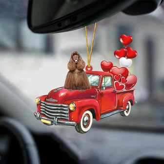 American Cocker Spaniel-Red Sports car-Two Sided Ornament - Thegiftio UK