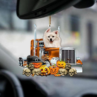 American Eskimo-Pumpkin & Truck Car Hanging Ornament - Thegiftio UK