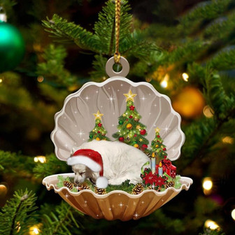 American Eskimo-Sleeping Pearl in Christmas Two Sided Ornament - Thegiftio UK