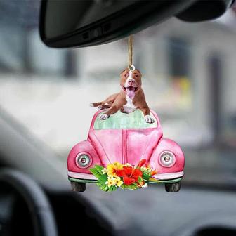 American Pit Bull Terrier-Pink Hippie Car-Two Sided Ornament - Thegiftio UK