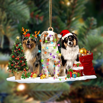Australian Shepherd-Christmas Dog Friends Hanging Ornament - Thegiftio UK