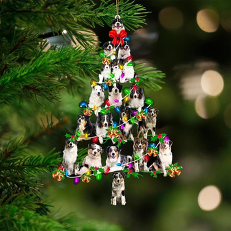 Australian Shepherd-Christmas Tree Lights-Two Sided Ornament - Thegiftio UK