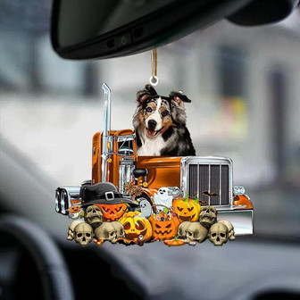 Australian Shepherd-Pumpkin & Truck Car Hanging Ornament - Thegiftio UK