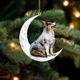 Australian Shepherd-Sit On The Moon-Two Sided Ornament - Thegiftio UK