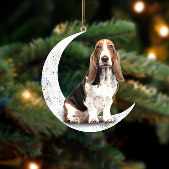 Basset Hound 2-Sit On The Moon-Two Sided Ornament - Thegiftio UK
