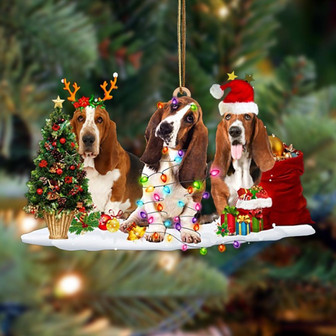 Basset Hound-Christmas Dog Friends Hanging Ornament - Thegiftio UK