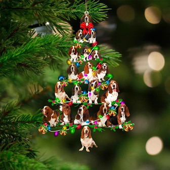 Basset Hound-Christmas Tree Lights-Two Sided Ornament - Thegiftio UK